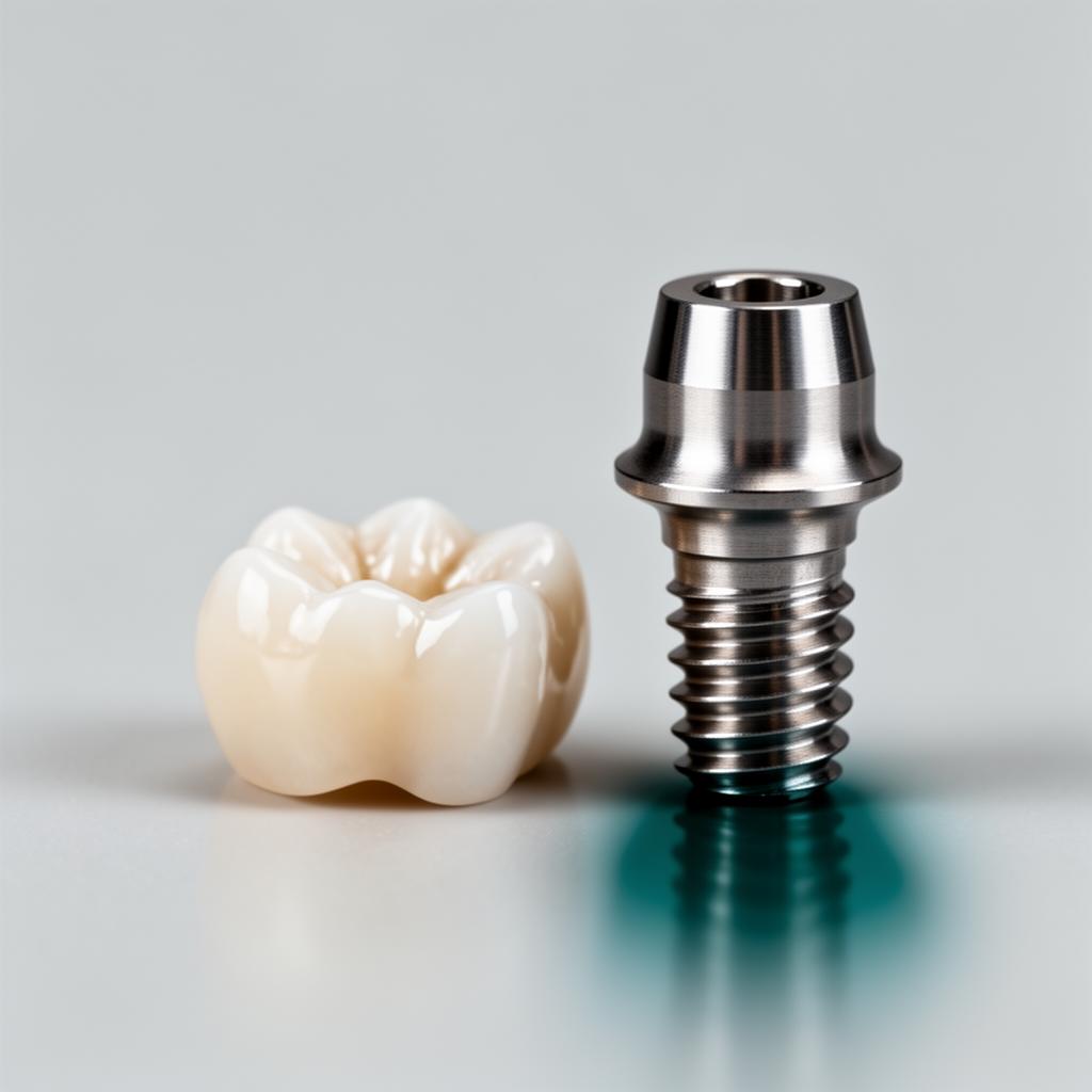 Screw-retained implant crown and precision titanium component