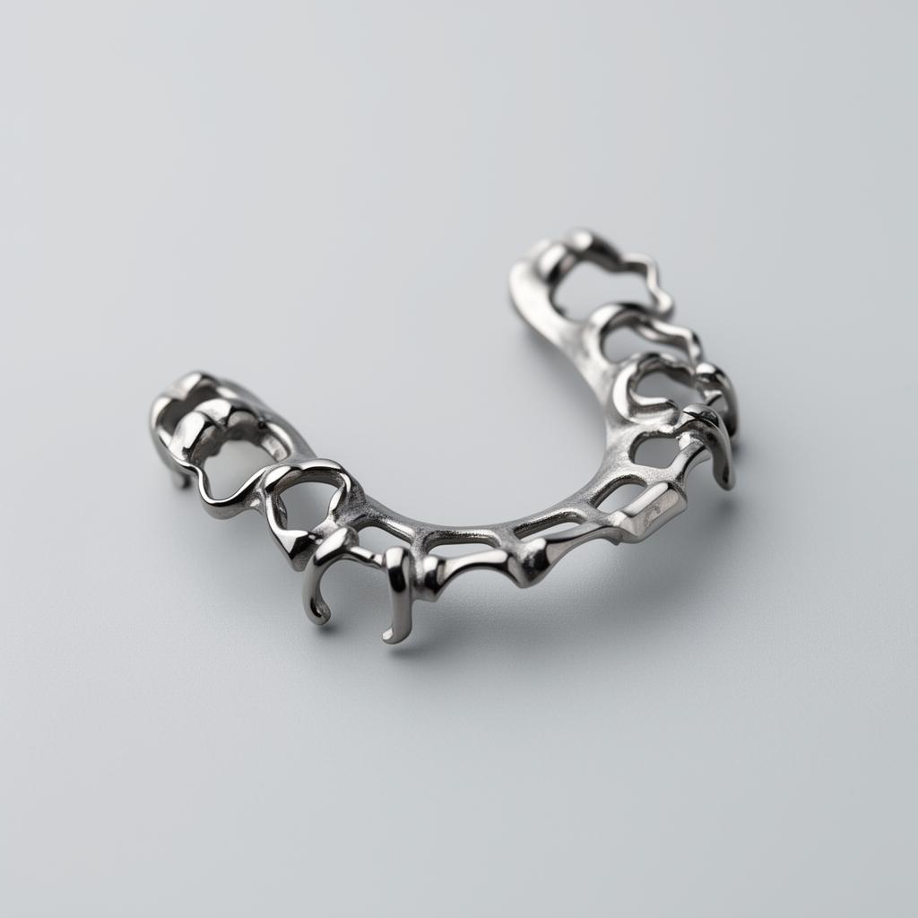 Partial denture framework showing bio-compatible materials