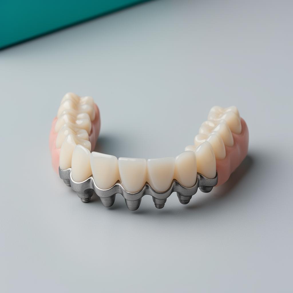 Full-arch implant hybrid prosthesis