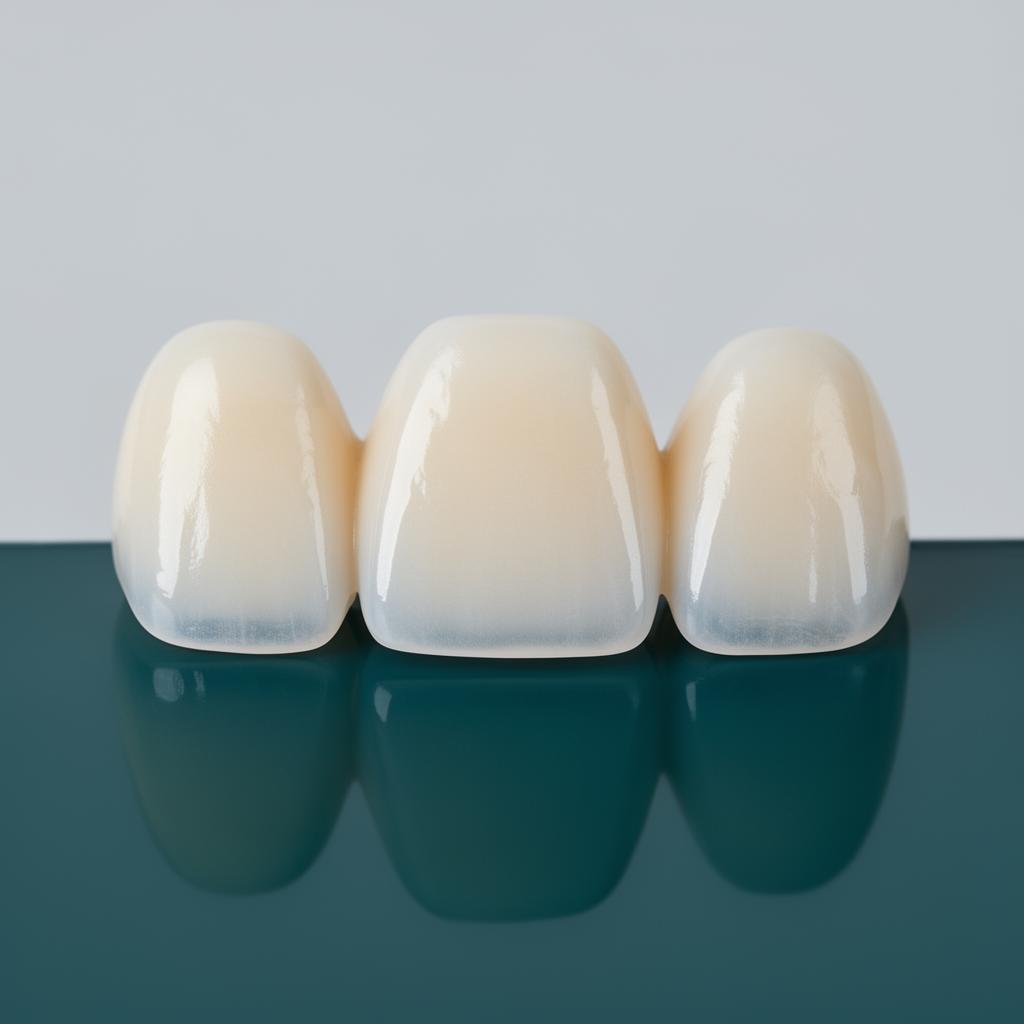 Macro view of a layered zirconia anterior bridge